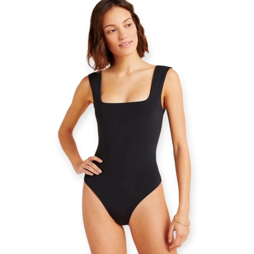 Mara Hoffman Black Square Neck One-Piece Swimsuit